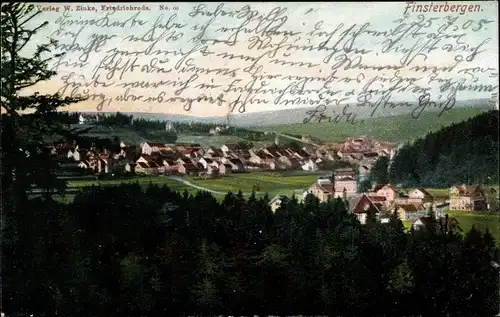 Ak Friedrichroda Finsterbergen, Panoramaansicht von Ortschaft und Umgebung