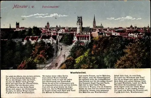 Lied Ak Münster in Westfalen, Totalansicht von der Stadt, Westfalenlied