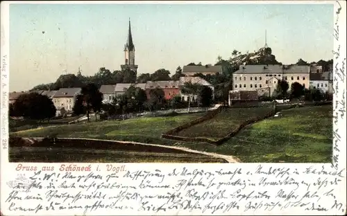 Ak Schöneck im Vogtland Sachsen, Blick auf den Ort