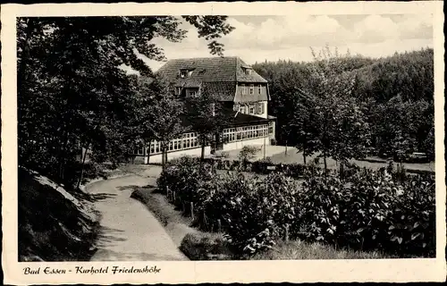 Ak Bad Essen in Niedersachsen, Kurhotel Friedenshöhe, Außenansicht mit Garten