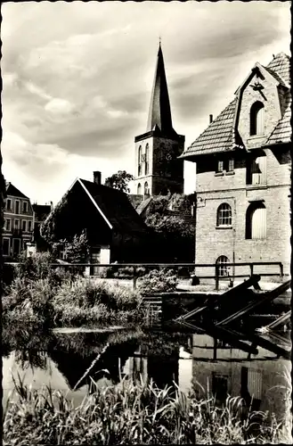Ak Schüttorf in Niedersachsen, Wassermühle mit evangelischer ref. Kirche