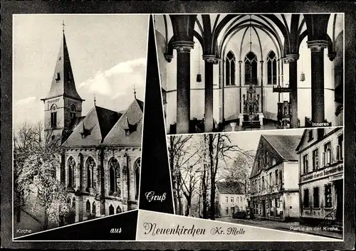Ak Neuenkirchen Melle in Niedersachsen, Katholische Kirche, Innen- und Außenansicht