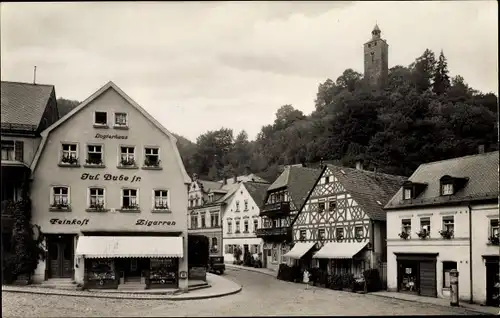 Ak Bad Berneck im Fichtelgebirge Oberfranken, Marktplatz, Blick zum Schloßberg, Logierhaus
