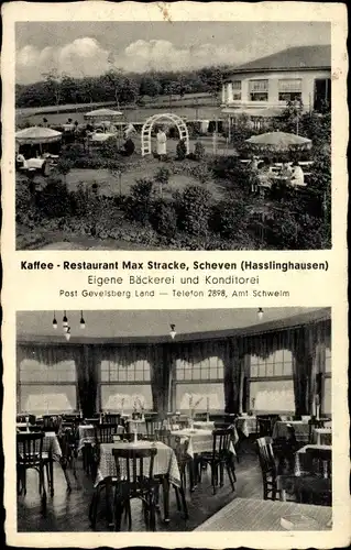 Ak Scheven Haßlinghausen Sprockhövel im Ruhrgebiet, Kaffee Restaurant Max Stracke, Bäckerei, Garten