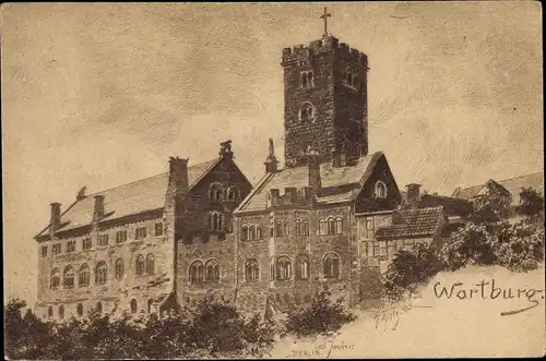 Künstler Ak Jander, Carl, Lutherstadt Eisenach in Thüringen, Blick auf die Wartburg