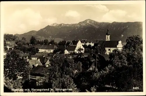 Ak Murnau am Staffelsee in Oberbayern, Herzogstand u. Heimgarten, Blick über die Dächer der Stadt
