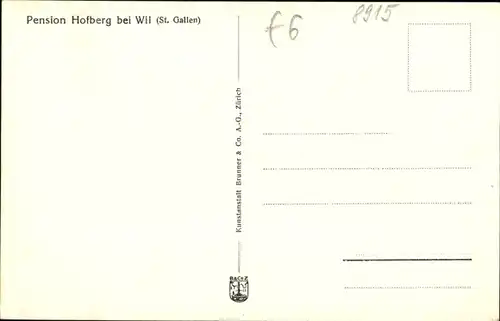 Ak Wil Kt. St. Gallen Schweiz, Blick nach Pension Hofberg