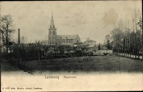 Ak Lembeek Halle Flandern Flämisch Brabant, Teilansicht vom Ort mit Kirche