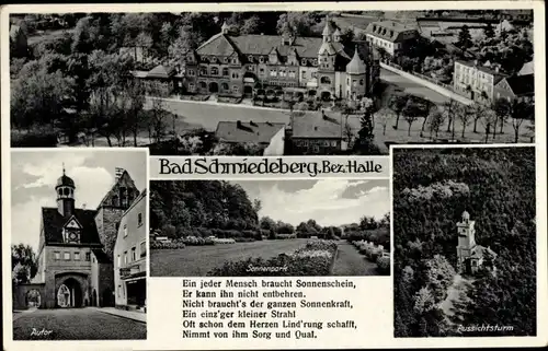 Ak Bad Schmiedeberg in der Dübener Heide, Teilansicht, Autor, Aussichtsturm