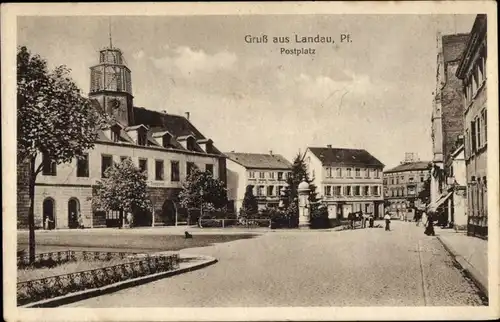 Ak Landau in der Pfalz, Partie auf dem Postplatz