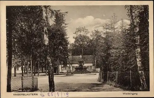 Ak Kaiserslautern in Rheinland Pfalz, Waldeingang, Brunnen