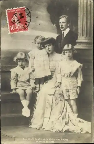 Ak Le Roi et la Reine des Belges et leurs Enfants, König Albert I. von Belgien, Königin Elisabeth