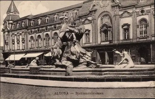 Ak Hamburg Altona, Straßenpartie mit Blick auf den Stuhlmannbrunnen