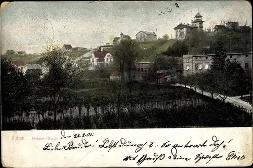 Ak Guben in der Niederlausitz, Neiße Berge, Teilansicht