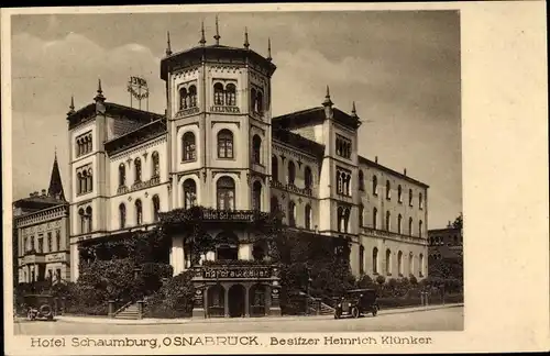 Ak Osnabrück in Niedersachsen, Hotel Schaumburg, Bes. Heinrich Klünker
