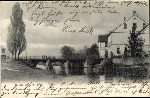 Ak Bünde in Ostwestfalen, Partie an der Else, Brücke
