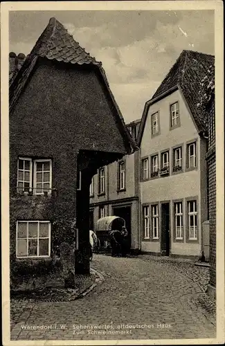 Ak Warendorf in Westfalen, Altdeutsches Haus, Zum Schweinemarkt