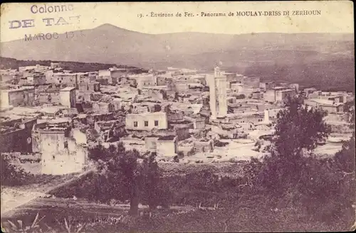 Ak Moulay Idriss Marokko, Stadtpanorama, Talansicht, Dächer