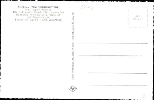 Ak Elte Rheine in Nordrhein Westfalen, Gasthaus Zum Splenterkotten, Inh. Hubert Wältring