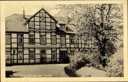 Ak Hermannsburg Südheide Niedersachsen, Evangelische Akademie, Fachwerkhaus