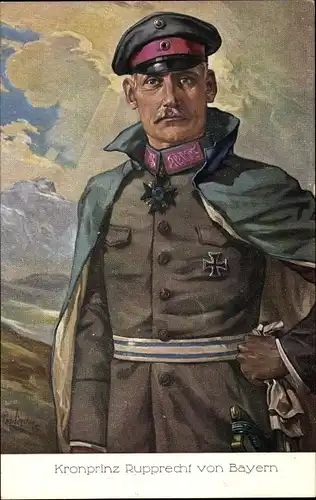 Künstler Ak Kronprinz Rupprecht von Bayern, Portrait in Uniform