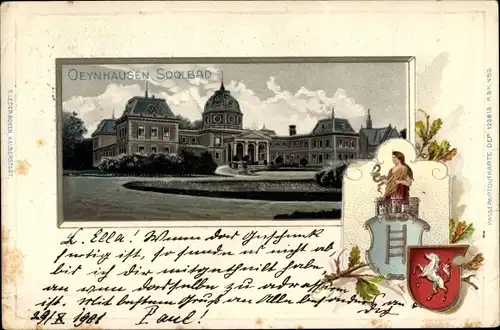 Präge Wappen Passepartout Litho Bad Oeynhausen in Westfalen, Solbad