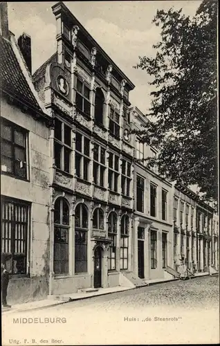Ak Middelburg Zeeland Niederlande, Huis de Steenrots, Straßenpartie mit Blick auf ein Haus