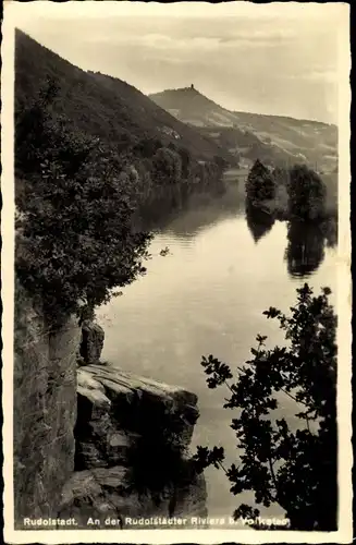 Ak Rudolstadt in Thüringen, Partie an der Rudolstädter Riviera bei Volksted, Landschaftsblick