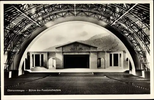 Ak Oberammergau in Oberbayern, Blick auf die Bühne des Passionstheater