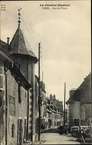 Ak Ussel Corrèze, Rue du Thuet, Straßenpartie