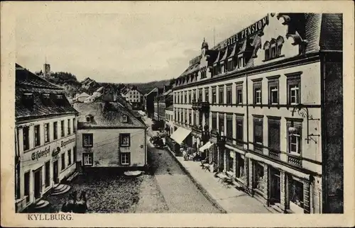 Ak Kyllburg in der Eifel, Eifeler Hof, Dependance, Häuserfassaden, Geschäfte, Panorama