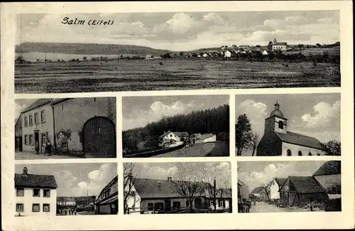 Ak Salm Eifel, Panoramaansicht von Ortschaft, Kirche, Wohnhäuser