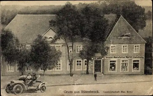 Ak Rütenbrock Haren Ems, Max Büter Gastwirtschaft, Kolonial Manufaktur Warenhandlung, Automobil