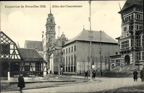 Ak Bruxelles Brüssel, Exposition 1910, Allée des Concessions, Weltausstellung