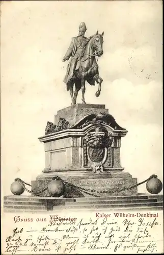 Ak Münster in Westfalen, Kaiser Wilhelm Denkmal, Frontalansicht