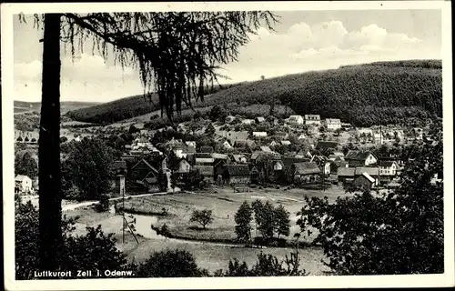 Ak Zell im Odenwald, Gesamtansicht mit Umgebung, Gasthaus zur Krone v. Georg Klein