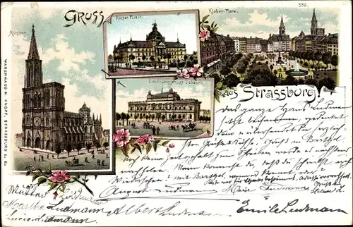 Litho Strasbourg Straßburg Elsass Bas Rhin, Münster, Kaiserpalast, Landesausschuss, Kleberplatz