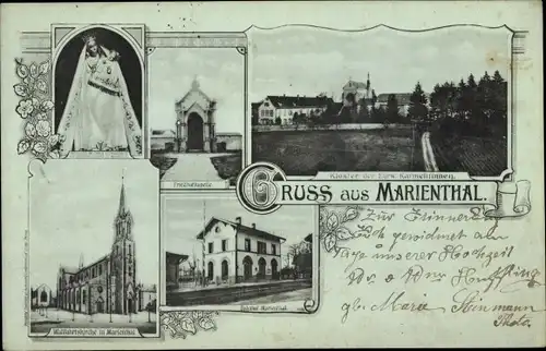 Mondschein Ak Marienthal Haguenau Hagenau Elsass Bas Rhin, Kloster, Wallfahrtskirche, Bahnhof