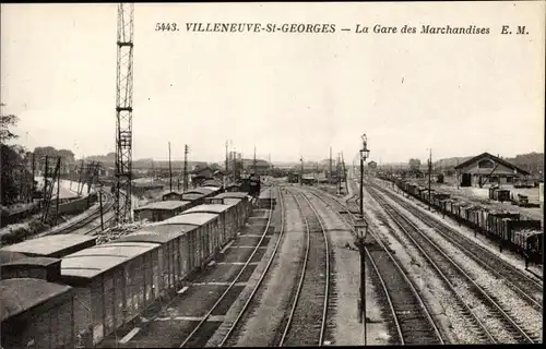 Ak Villeneuve Saint Georges Val de Marne, La Gare des Marchandises, Güterbahnhof