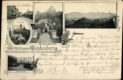 Vorläufer Ak Bad Godesberg Bonn Rhein,, Hotel Blinzler, Restauration Schumacher, Stahlbrunnen