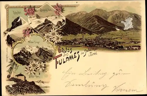 Litho Fulpmes in Tirol, Zuckerhütl, Bildstöckl Joch, Wilder Freiger, Panorama