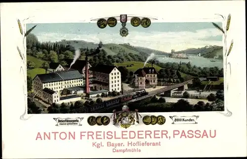 Passepartout Ak Passau in Niederbayern, Anton Freislederer, Dampfmühle