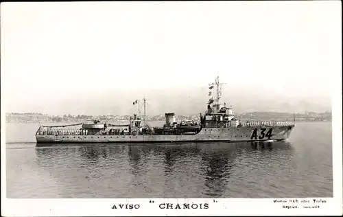 Ak Französisches Kriegsschiff, Chamois, A 34, Aviso