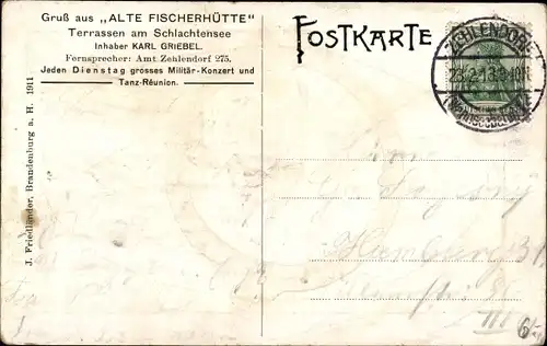 Passepartout Ak Berlin Zehlendorf, Alte Fischerhütte, Terrassen am Schlachtensee, Inh. Karl Griebel