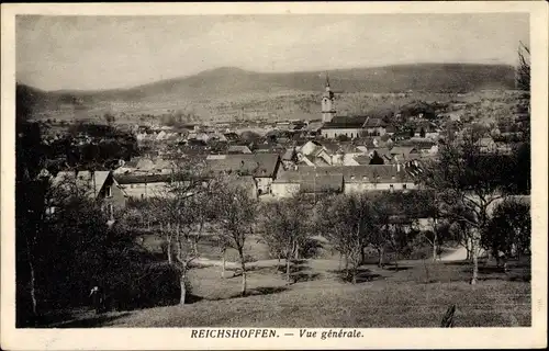 Ak Reichshoffen Reichshofen Elsass Bas Rhin, Vue générale, Kirche, Panorama vom Ort