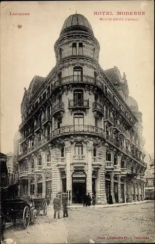 Ak Lourdes Hautes Pyrénées, Hôtel Moderne, Soubirous Frères