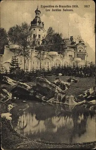 Ak Bruxelles Brüssel, Exposition 1910, Les Jardins Suisses, Weltausstellung