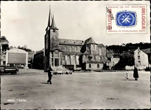 Ak Amay Wallonien Lüttich, L'Eglise, Kirche, Straßenpartie