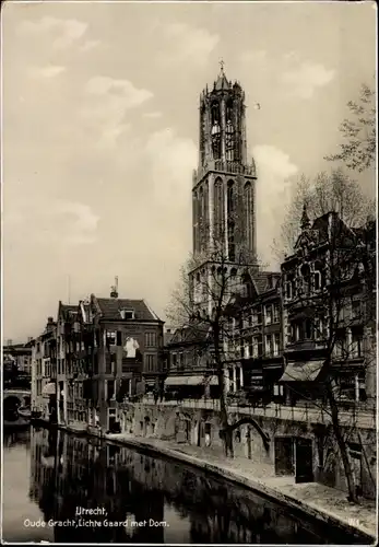 Ak Utrecht Niederlande, Oude Gracht, Lichte Gaard met Dom