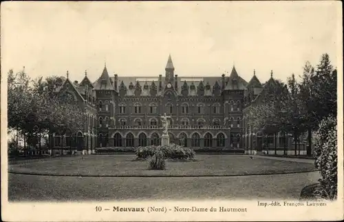 Ak Mouvaux Nord, Notre Dame du Hautmont, Vorderansicht